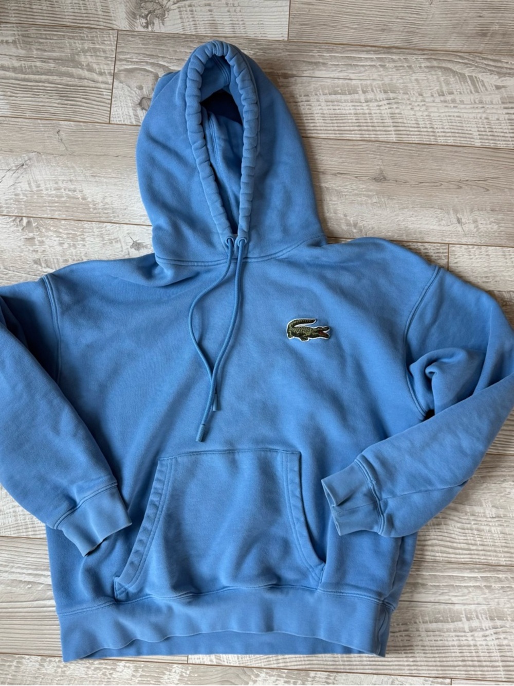 Lacoste Unisex Medium Big Logo Heavy Weight  Hoodie Light Blue Cozy Comfortable